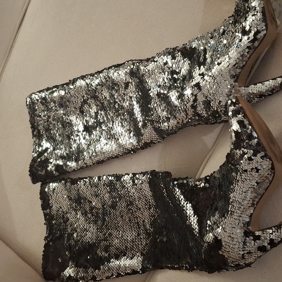 H&M Shoes - Black & silver sequins boots worn once